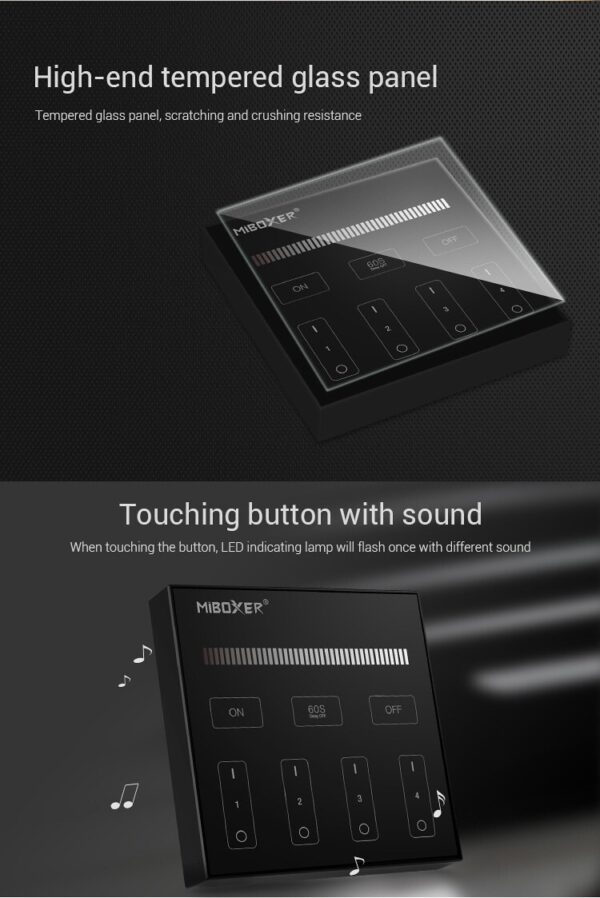 Sterownik dotykowy MiLight B1-B Czarny Mono - bateryjny