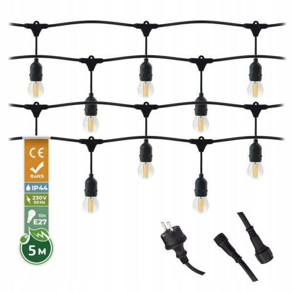 a9071305e681917179bc0520fd6eaf82 Girlanda ogrodowa 5m + 10 żarówek LED Filament 1W