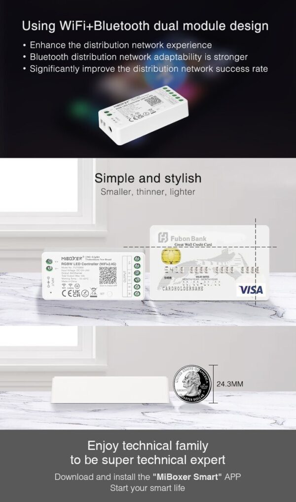 MiLIGHT FUT038W sterownik LED RGB+W Tuya Smart 12A 12-24V