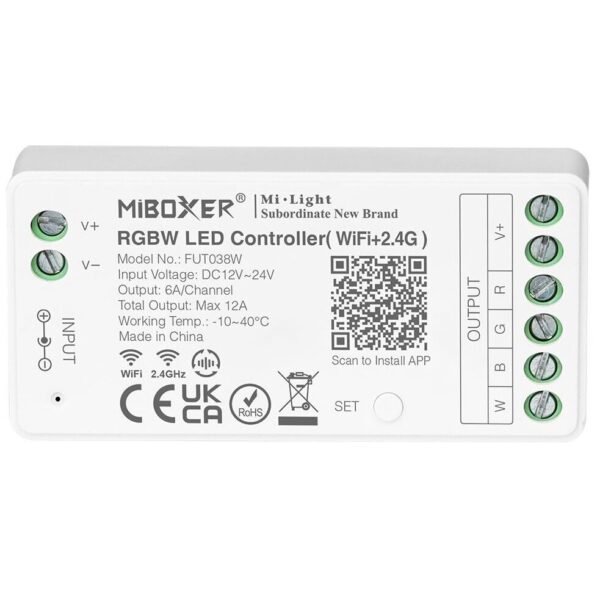 MiLIGHT FUT038W sterownik LED RGB+W Tuya Smart 12A 12-24V