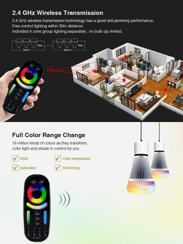 c49c197bce6f1fc918be15499444476b Pilot MiLight FUT092-B Czarny RGB/RGBW/RGB+CCT - 4 strefy