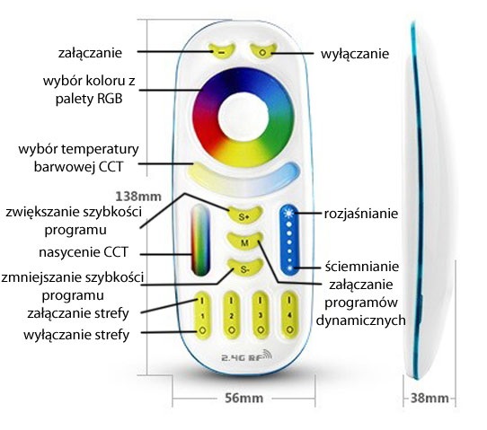 de2b285fb65b8a2d26049b50af2aa38c Pilot MiLight FUT092-B Czarny RGB/RGBW/RGB+CCT - 4 strefy