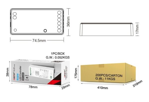 MiLIGHT FUT038W sterownik LED RGB+W Tuya Smart 12A 12-24V