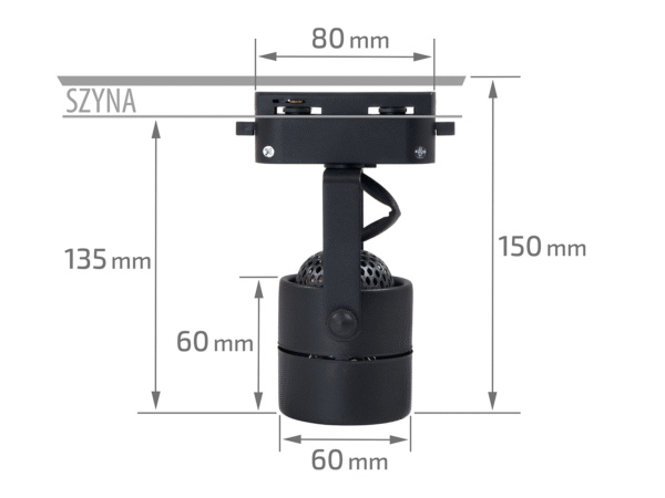 39868 Lampa szynowa Mini Reflektor GU10 60x60mm Steka - Czarny