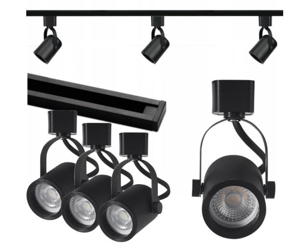 Lampa-szynowa-15m-3x-reflektor Zestaw Prestige: Szyna 1,5m + 3 reflektory GU10 - czarny