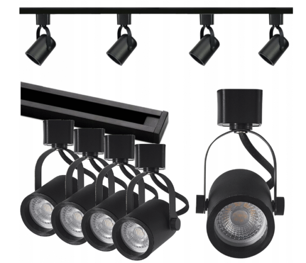Lampa-szynowa-15m-4x-reflektor Zestaw Prestige: Szyna 1,5m + 4 reflektory GU10 - czarny