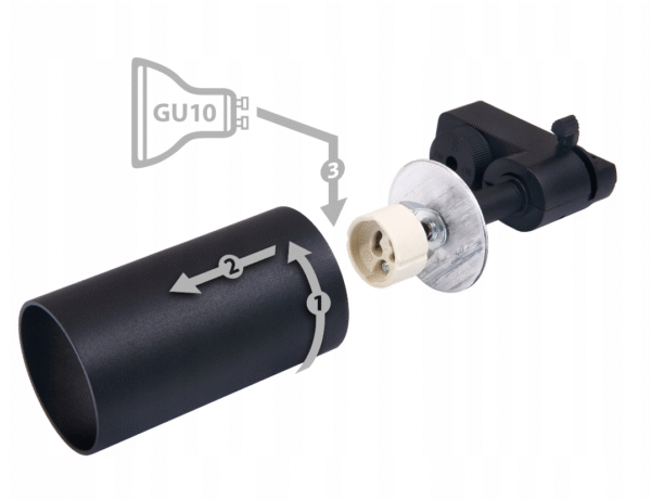 Lampa-szynowa-LED-6x-reflektor-GU10-szyna-track-2m Zestaw Premium: Szyna 2m + 6 reflektorów GU10 - czarny