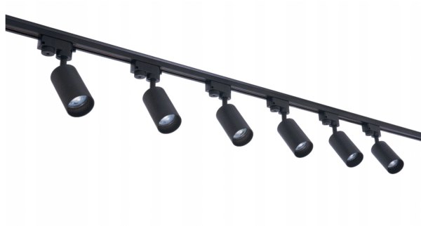 Lampa-szynowa-LED-6x-reflektor-GU10-szyna-track-2m Zestaw Premium: Szyna 2m + 6 reflektorów GU10 - czarny