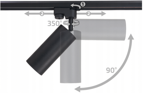 Szyna 2m czarna z 6 reflektorami LED GU10 Maxi