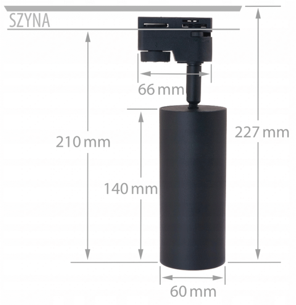 Szyna 2m czarna z 6 reflektorami LED GU10 Maxi