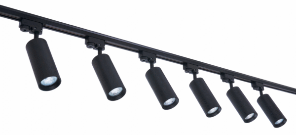 Szyna 2m czarna z 6 reflektorami LED GU10 Maxi