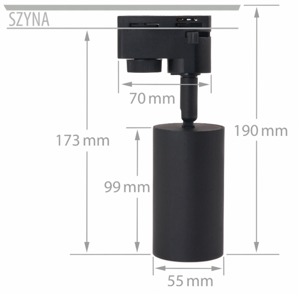 Reflektor-LAMPA-SPOT-szynowy-Vision-czarna Reflektor szynowy GU10 100x55mm Premium czarny