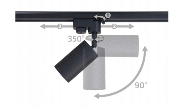 Zestaw-lampa-LED-szynowa-2m-1m-5-reflektorow-GU10-czarna Zestaw Premium: Szyna 2m + 1m + 5 reflektorów GU10 - czarny