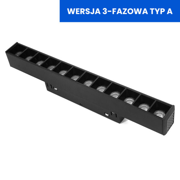 Lampa Liniowa Magnetyczna Spot 12W 3000K Black Line 3 fazy Typ A