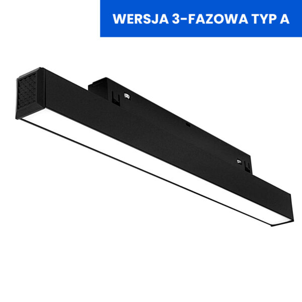 Lampa Liniowa Magnetyczna 12W 4000K Black Line 3 fazy Typ A