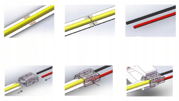 Złączka do taśm LED COB 8mm dwustronna z przewodem