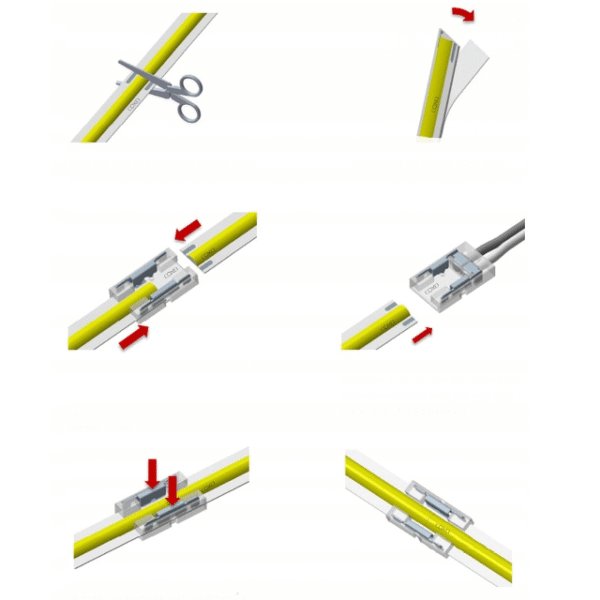 Złączka do taśm LED COB 8mm jednostronna z przewodem