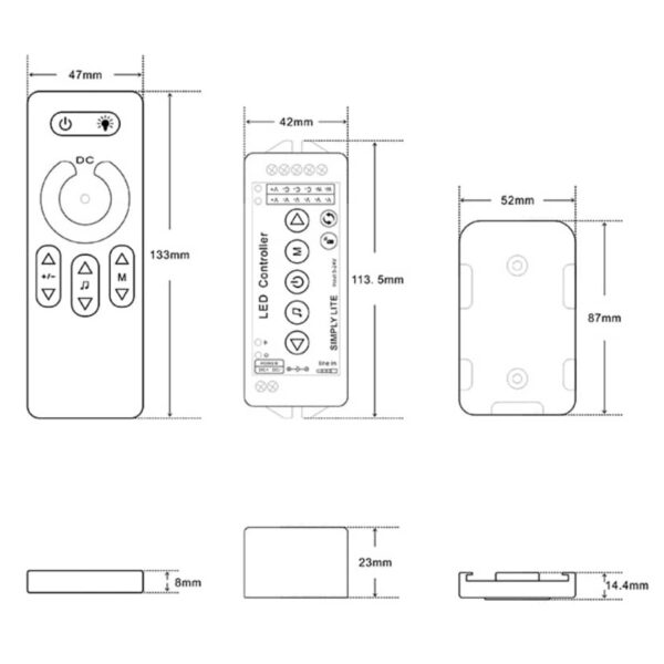 Ściemniacz LED SmartLite z pilotem 12A Czarny