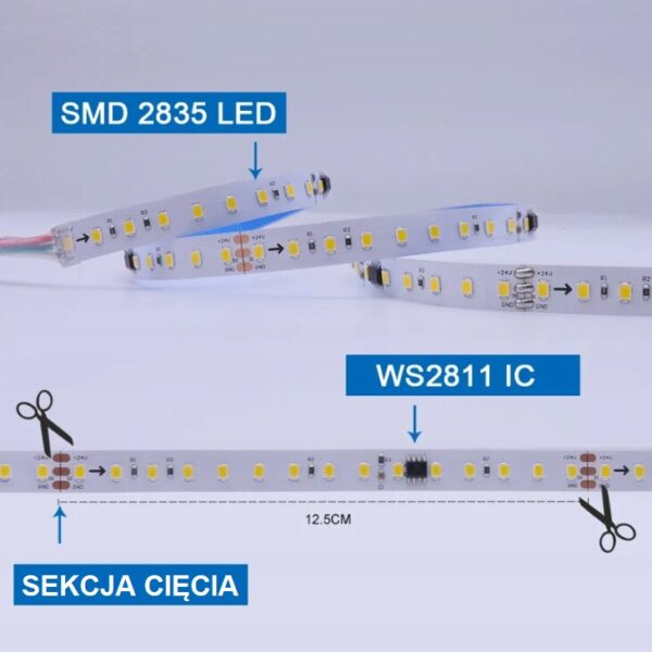 Taśma LED Cyfrowa 4000K SMD2835 24V WS2811 12W/m 120 LED
