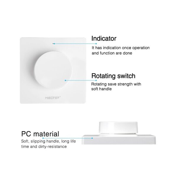 Sterownik ścienny z pokrętłem MiLight K1 Mono/CCT Biały