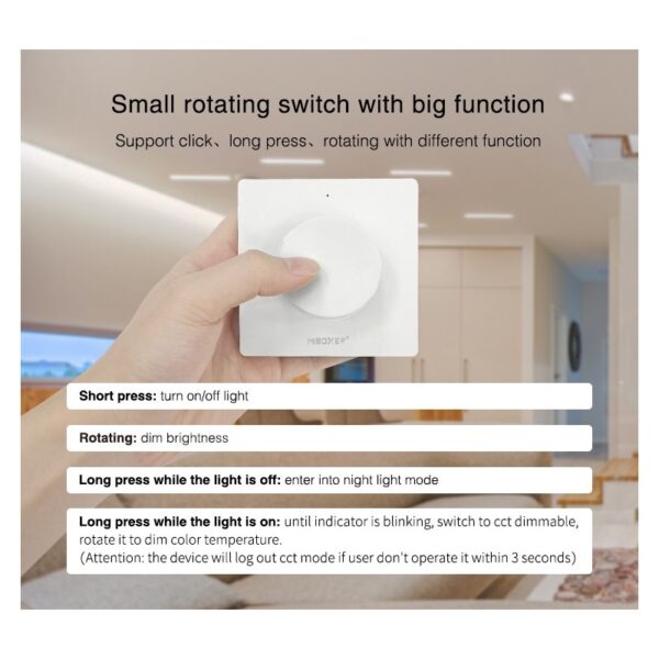 Sterownik ścienny z pokrętłem MiLight K1 Mono/CCT Biały