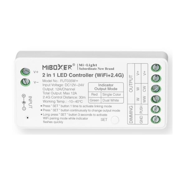 MiLIGHT FUT035W+ sterownik LED Mono/CCT Tuya Smart 12A 12-24V
