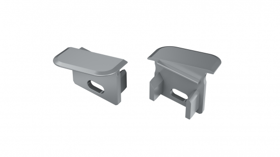 Zaślepka do profilu V srebrna lakierowana lewa z otworem