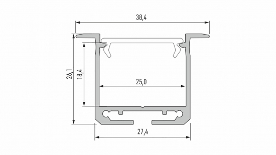 Profil LED wpuszczany inDILEDA czarny lakierowany 2 m