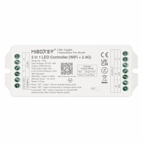 Sterownik LED 2w1 Mono/CCT 12-48V 20A Tuya Smart MiLight PW2