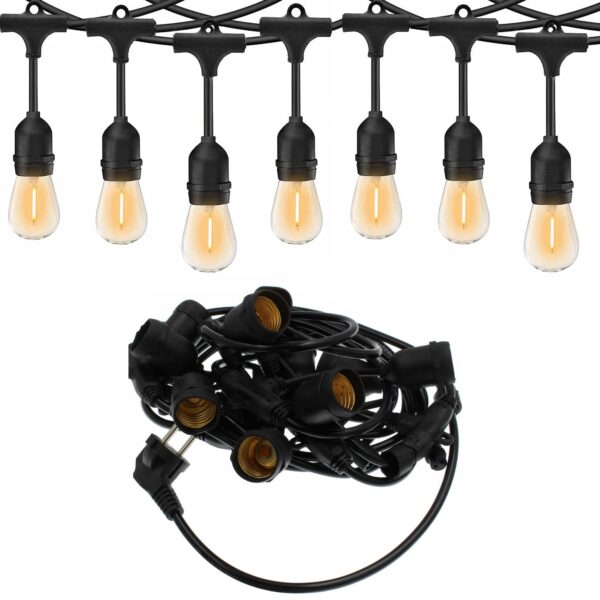 364cbde649b234bce97bada4a0dd9101 Girlanda ogrodowa świetlna 15m i 30 żarówek LED Filament