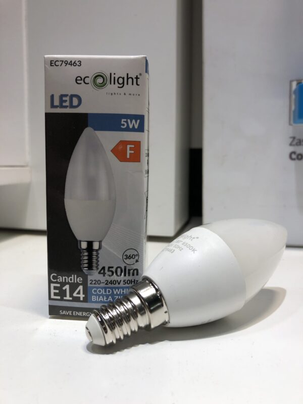 0ba0c22c148754a1100427ef4a32ae05 Żarówka LED E14 C37 5W 6000K