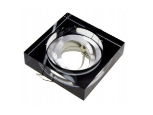 Oprawa halogenowa GU10 kwadratowa czarna grube szkło