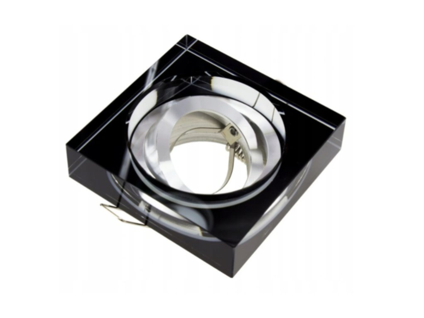 Oprawa halogenowa GU10 kwadratowa czarna grube szkło