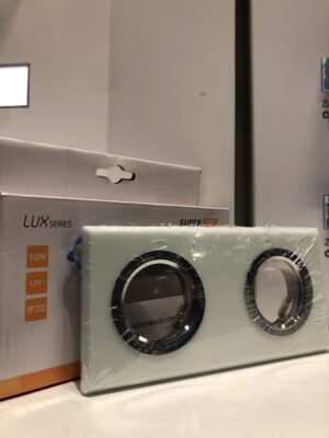 Oprawa halogenowa GU10 podwójna szklana Mleczna