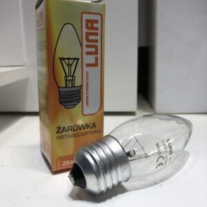 Żarówka E27 C37 25W antywstrząsowa