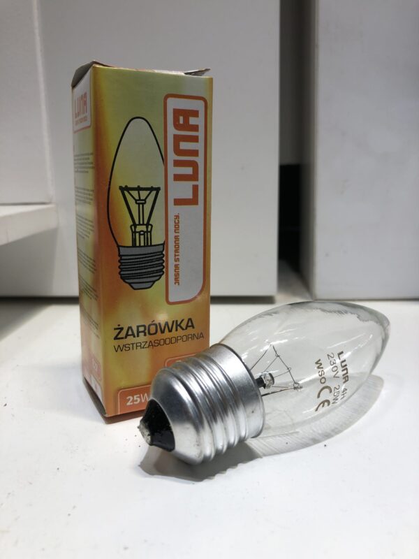 7084cc64ea109972cf803443f7c25b33 Żarówka E27 C37 25W antywstrząsowa