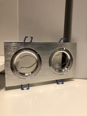 Oprawa halogenowa podwójna GU10 srebrna szczotkowana