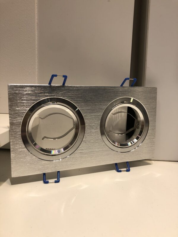 Oprawa halogenowa podwójna GU10 srebrna szczotkowana