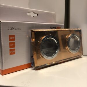 Oprawa halogenowa GU10 podwójna szklana Bursztyn