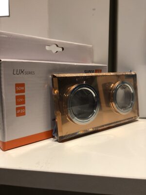 Oprawa halogenowa GU10 podwójna szklana Bursztyn