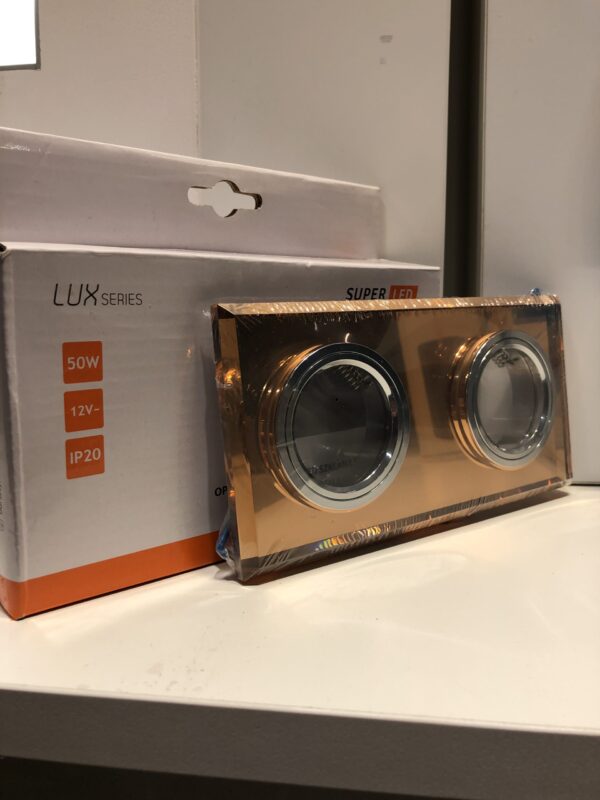 Oprawa halogenowa GU10 podwójna szklana Bursztyn