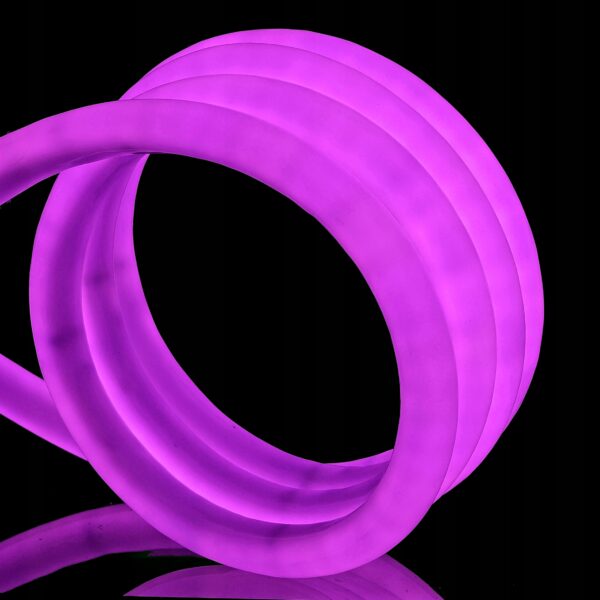 Neon LED PVC 24V IP67 okrągły 16mm co 10cm Różowy 1,2m