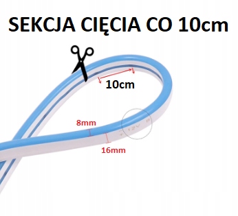 Neon LED PVC 12V IP67 8x16 co 10cm Naturalny 2m