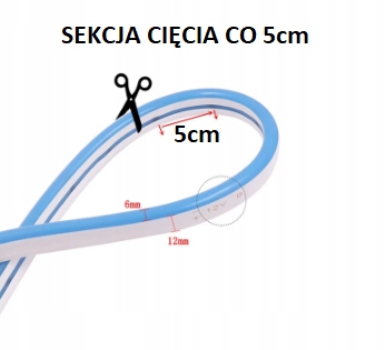 Neon LED Silicone 24V IP67 6×12 co 5cm Pomarańczowy 0,65m