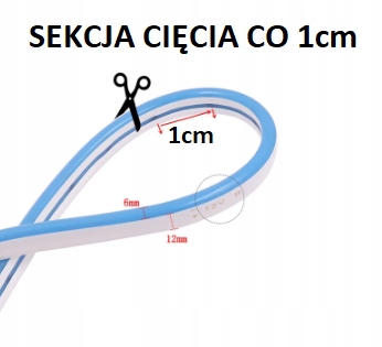Neon LED Silicone Flat 12V IP67 6×12 co 1cm Cytrynowy 2m