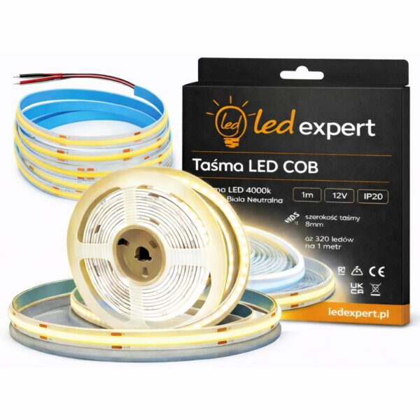Taśma LED COB 12V 320 LED 10W/m Neutralna - 5m