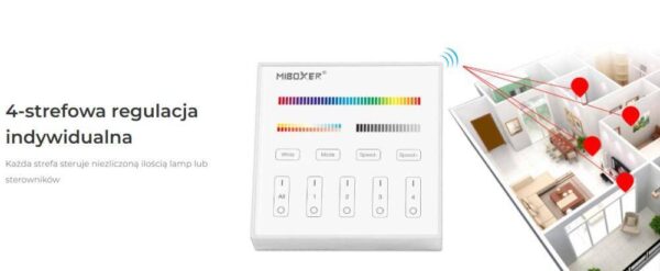 b4b-czarny Sterownik dotykowy Mi-Light B4B Czarny RGB+CCT 2xAAA
