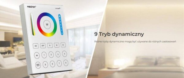 b8-bialy Sterownik dotykowy Mi-Light B8 RGB+CCT 2xAAA 8 stref