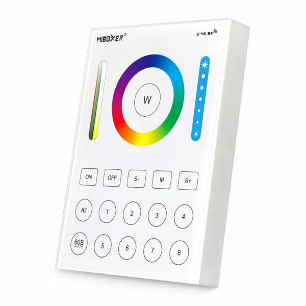 b8-bialy Sterownik dotykowy Mi-Light B8 RGB+CCT 2xAAA 8 stref