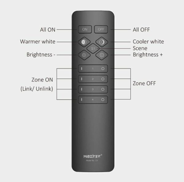 Pilot Mi-Light C1 Czarny Mono/CCT 4 strefy